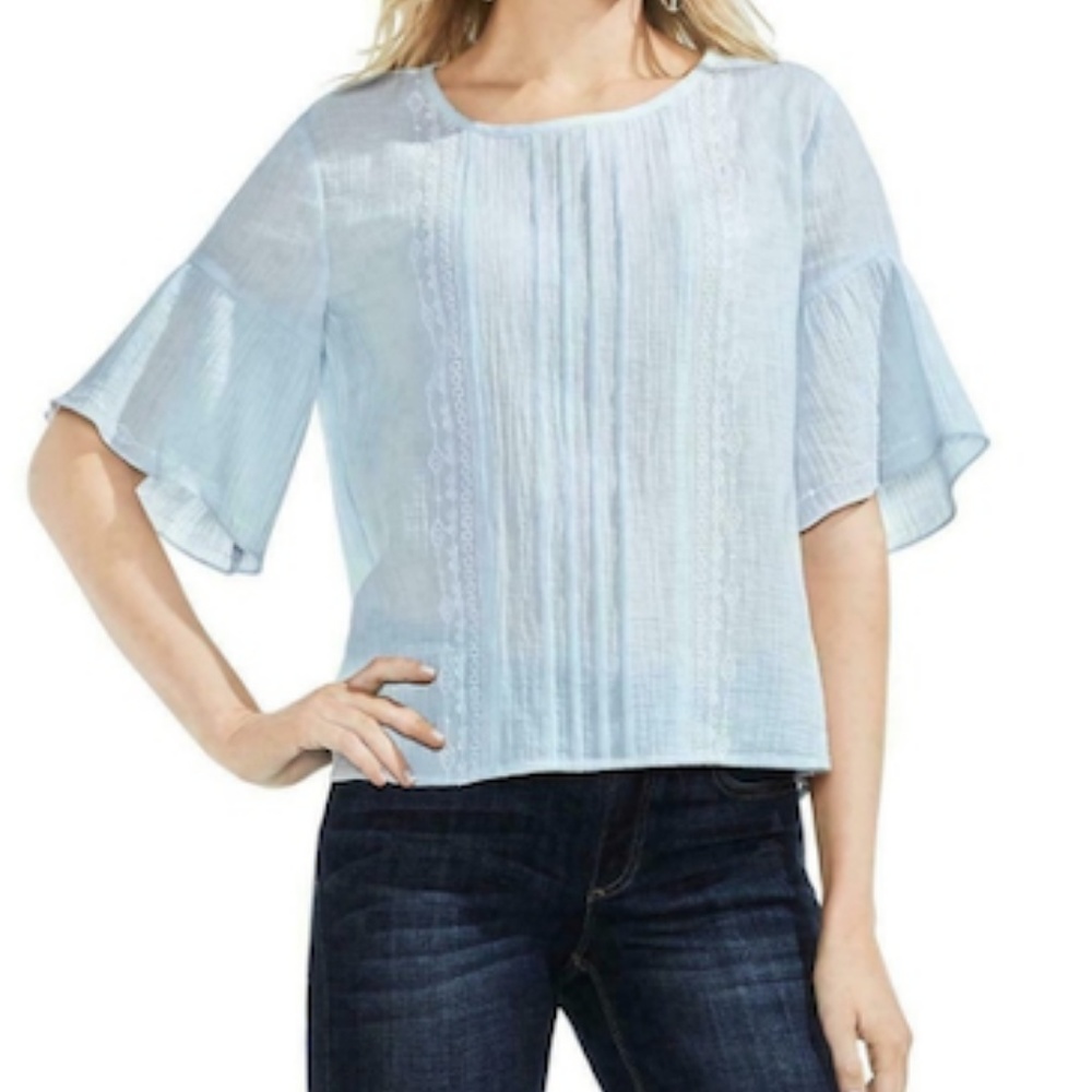 Vince Camuto Embroidered Ruffle Sleeves Blouse